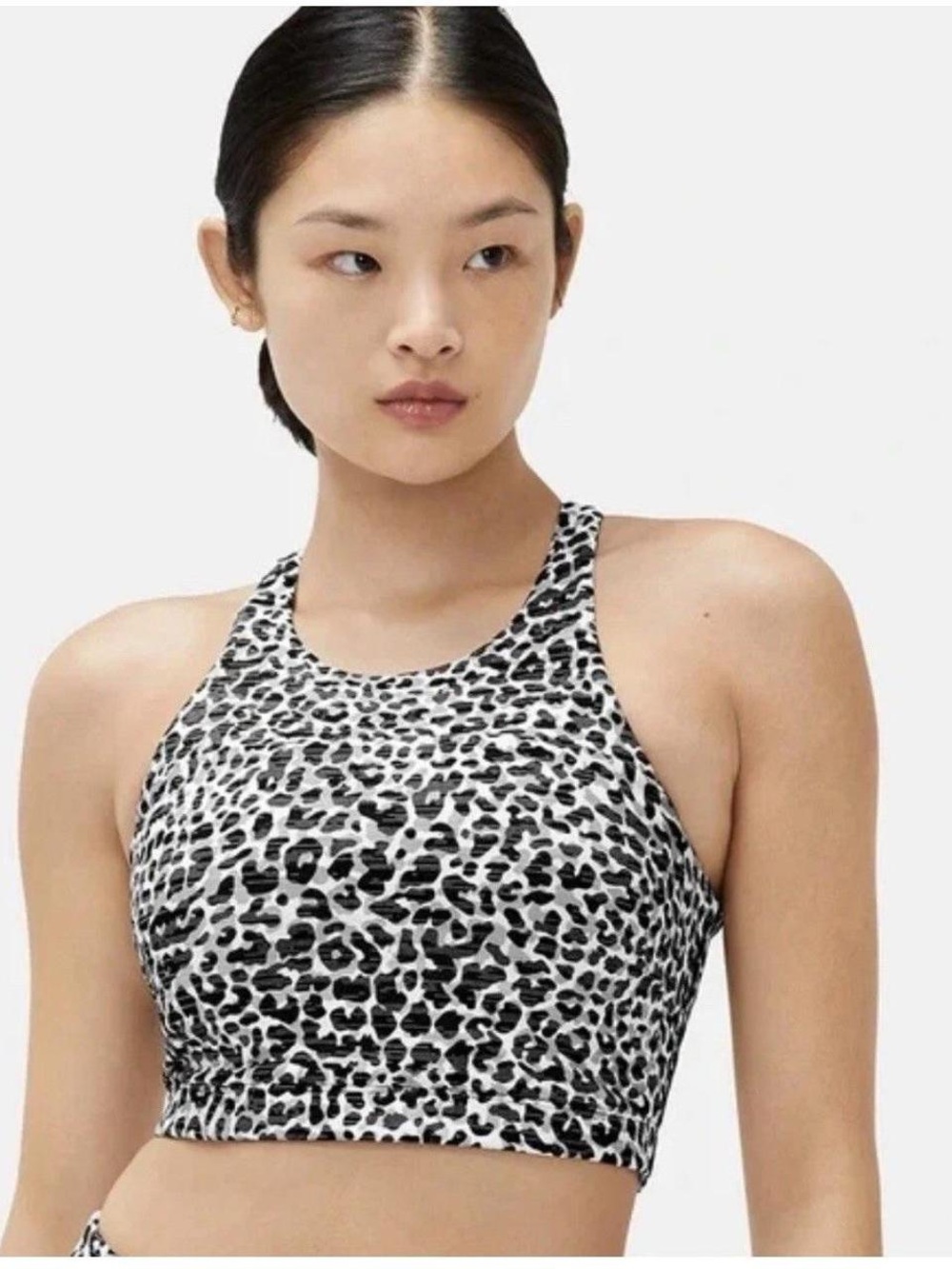 Outdoor Voices Black and White Leopard Print Sports Bra